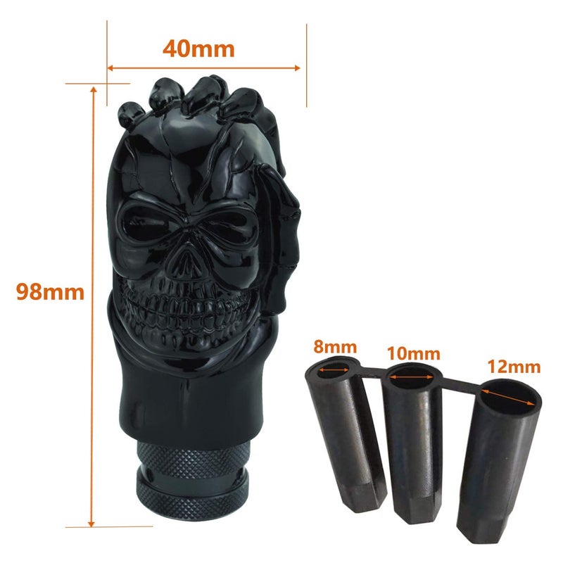 Lunsom Skull Gear Lever Shifter Knob Resin Bone Car Transmission Shifter Stick Handle Head Fit Most Automatic Manual Vehicles (Black) - Image 4